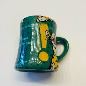TIGGER TTFN Disney Coffee Mug Winnie the Pooh Green Embossed 3D Cup Glitter 12oz